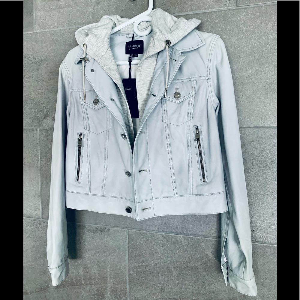 Lamarque Leather Jacket w Removable Hoodie